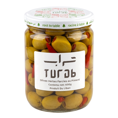 Olives vertes farcies au piment Turab